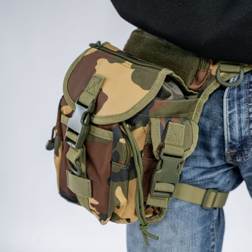Bolso Riñonera de Pierna para Misiones y Outdoor Camuflaje woodland