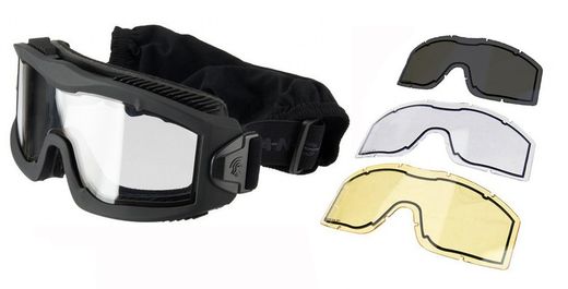 GAFAS NEGRAS DE LA SERIE AERO THERMAL CON 3 PANTALLAS LANCER TACTICAL