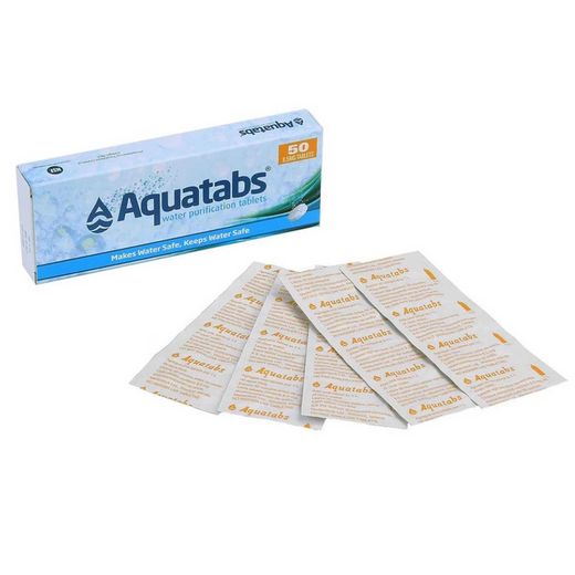 Pastillas potabilizadoras Aquatabs 50 tabletas blancas